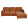 Canapé d'angle droit convertible 5 places en velours orange, matelas 14 cm